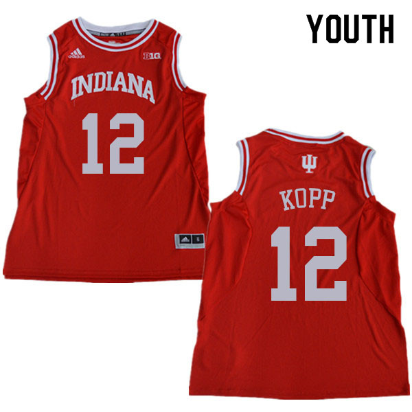 Youth #12 Miller Kopp Indiana Hoosiers College Basketball Jerseys Sale-Red